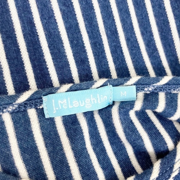 J. McLaughlin Blue 100% Cotton Striped Knotted Midi Dress Size Medium - Picture 13 of 15